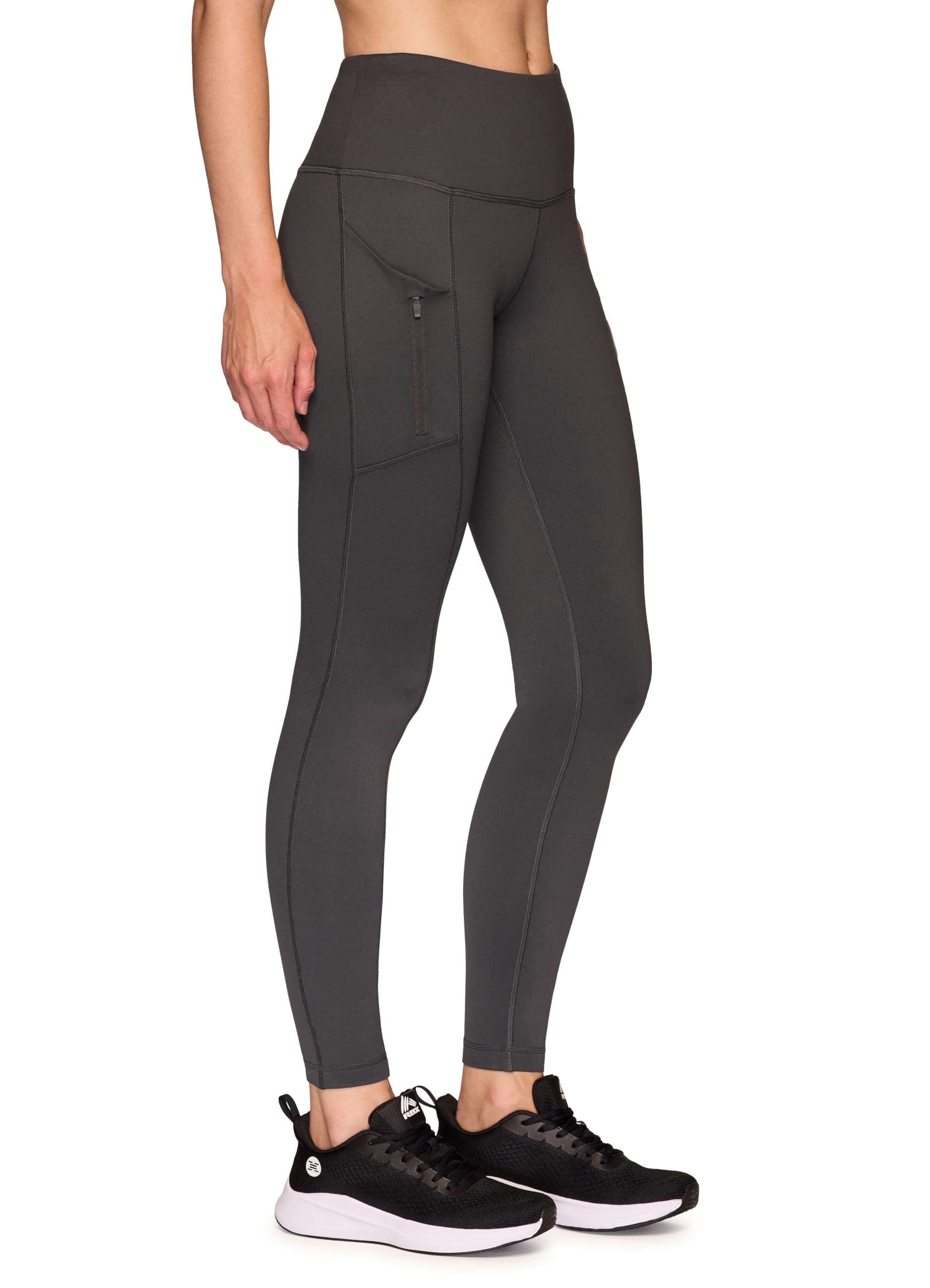 RBX Women's Fleece Lined Leggings for Cold Weather Running and Yoga with Zipper Pocket